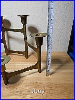 Very Rare Danish Modern Solid Brass Candle Holder For 6 Candles