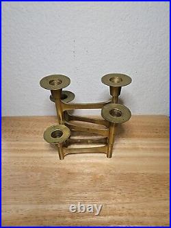 Very Rare Danish Modern Solid Brass Candle Holder For 6 Candles