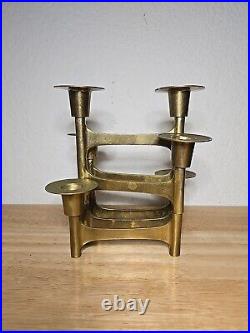 Very Rare Danish Modern Solid Brass Candle Holder For 6 Candles