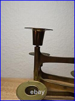 Very Rare Danish Modern Solid Brass Candle Holder For 6 Candles