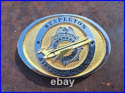 Very Rare Denver Stapleton Airport Police Belt Buckle #2 Creative Castings 1991