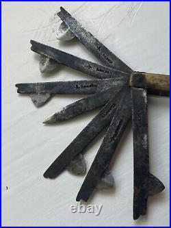 Very Rare Early Hanover London Bloodletting Fleam Brass Vet Civil War 7 Blade