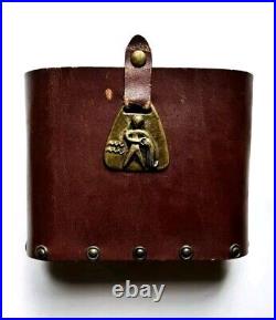 Very Rare Enid Collins Leather & Brass Aquarius Zodiac Desk Caddy AS IS 1950s