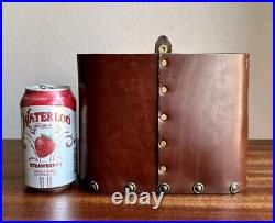 Very Rare Enid Collins Leather & Brass Aquarius Zodiac Desk Caddy AS IS 1950s