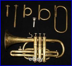 Very Rare Eugene Thibouville Cornet c. 1875 Complete with 5 Crooks and Box
