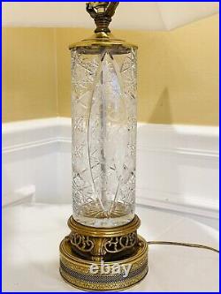 Very Rare Find Stunning Cut Crystal Brass Base Table Lamp