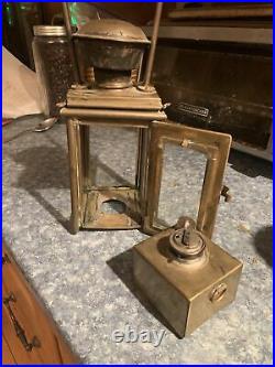 Very Rare Four Window Brass Square Railroad Lantern. Great Condition
