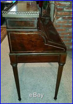 Very Rare French Antique Louis XVI Mahogany Cylinder Roll Top Desk