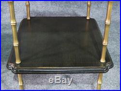 Very Rare French Faux Bamboo Brass Bagues End Occassional Tables C 1950s Era
