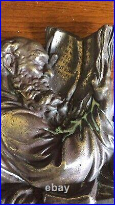 Very Rare GREEK 19th Century Bronze Brass Plaque of Scholar St Jerome Reading
