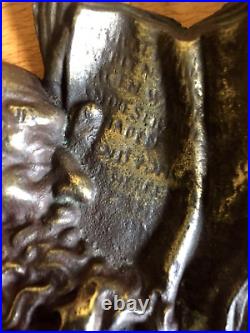 Very Rare GREEK 19th Century Bronze Brass Plaque of Scholar St Jerome Reading