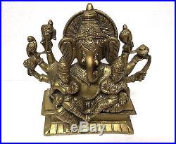 Very Rare Ganesh Statue Ganesha And Riddhi Siddhi Together Pure Brass Idol Heavy