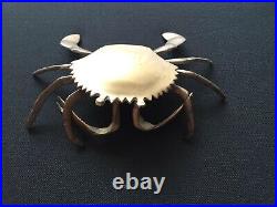 Very Rare Giant Brass Crab with Storage Vintage About 7 x 3 in
