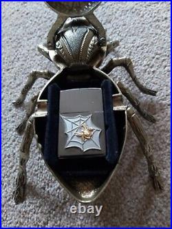 Very Rare Golden Spider And Web Zippo In Collectable Brass Spider Bnos Apr 06