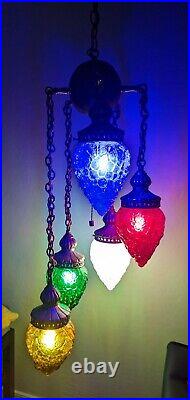 Very Rare HTF MCM 1960s 5 Tiers Multiple LVL Swag 5 Color Grapes Hanging Light