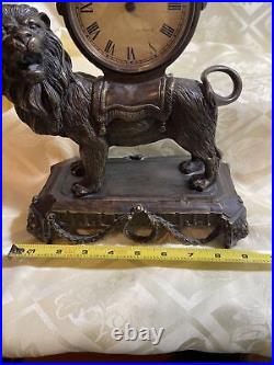 Very Rare Hanhart Germany Mantle Lion Clock Solid Brass 9 Pounds