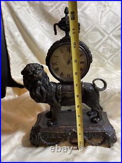 Very Rare Hanhart Germany Mantle Lion Clock Solid Brass 9 Pounds