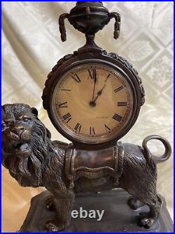 Very Rare Hanhart Germany Mantle Lion Clock Solid Brass 9 Pounds