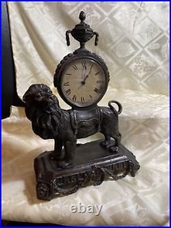 Very Rare Hanhart Germany Mantle Lion Clock Solid Brass 9 Pounds