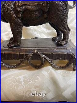 Very Rare Hanhart Germany Mantle Lion Clock Solid Brass 9 Pounds