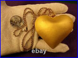 Very Rare Harlene Korey (kalibre) 24k Gold Hge Modernist'puffy' Heart Pendant