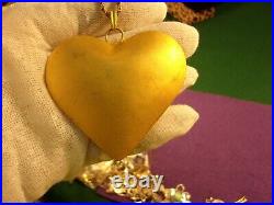Very Rare Harlene Korey (kalibre) 24k Gold Hge Modernist'puffy' Heart Pendant