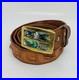 Very-Rare-Hornback-Crocodile-Leather-Belt-Sz-45-Mother-Of-Pearl-Brass-Buckle-37-01-fjev