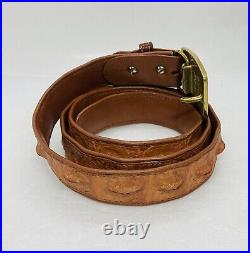 Very Rare Hornback Crocodile Leather Belt Sz 45 Mother Of Pearl Brass Buckle 37