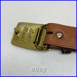 Very Rare Hornback Crocodile Leather Belt Sz 45 Mother Of Pearl Brass Buckle 37