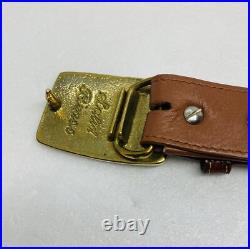 Very Rare Hornback Crocodile Leather Belt Sz 45 Mother Of Pearl Brass Buckle 37