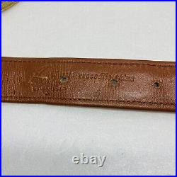 Very Rare Hornback Crocodile Leather Belt Sz 45 Mother Of Pearl Brass Buckle 37