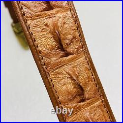 Very Rare Hornback Crocodile Leather Belt Sz 45 Mother Of Pearl Brass Buckle 37