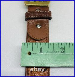 Very Rare Hornback Crocodile Leather Belt Sz 45 Mother Of Pearl Brass Buckle 37