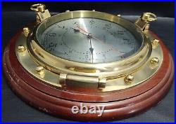 Very Rare Howard Miller Nautical Window Quartz Clock-Wood/Brass 613469