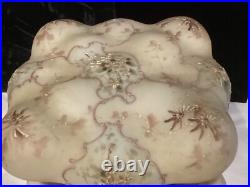 Very Rare Huge Antique Hand Painted Wavecrest Brass Ormolu Footed Box Nr