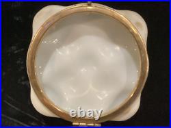 Very Rare Huge Antique Hand Painted Wavecrest Brass Ormolu Footed Box Nr