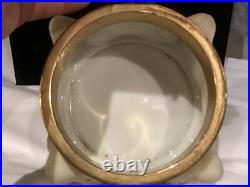 Very Rare Huge Antique Hand Painted Wavecrest Brass Ormolu Footed Box Nr