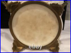 Very Rare Huge Antique Hand Painted Wavecrest Brass Ormolu Footed Box Nr