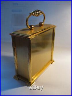 Very Rare! Imhof Swiss Painted Dial Gold Pl. Brass 8 Days 15 Jewels Desk Clock