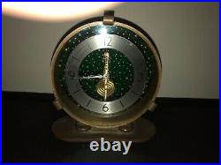 Very Rare Jeager Le Coultre 8 Day Baguette Mantle Clock Green Lucite Gold Stars