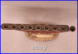 Very Rare! Jewish Judaica Old Brass Hanuka Menorah Red Zion Israel 50's