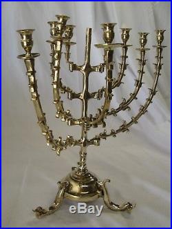 Very Rare Judaica Solid Brass Hanukkah Menorah