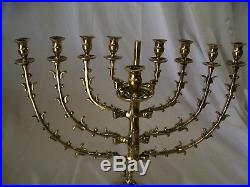 Very Rare Judaica Solid Brass Hanukkah Menorah