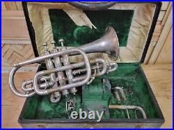 Very Rare Lamoreaux Freres Model Paris Silver Plated Shepherds Bend Cornet