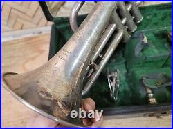 Very Rare Lamoreaux Freres Model Paris Silver Plated Shepherds Bend Cornet