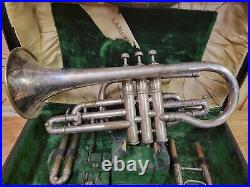 Very Rare Lamoreaux Freres Model Paris Silver Plated Shepherds Bend Cornet