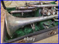 Very Rare Lamoreaux Freres Model Paris Silver Plated Shepherds Bend Cornet