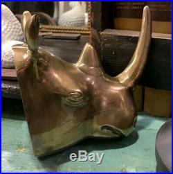 Very Rare Large Brass Rhinoceros Head Amazing and Very Heavy