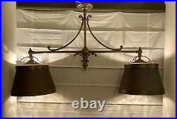 Very Rare Large Solid Brass Chandelier Pool Billiard Bar Dining Kitchen 2 Shades