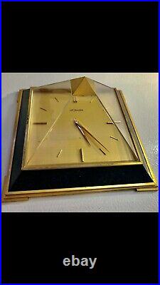 Very Rare Lecoultre Pyramid Table Clock Heavy 14kt Over Brass Lapis Azure Wow